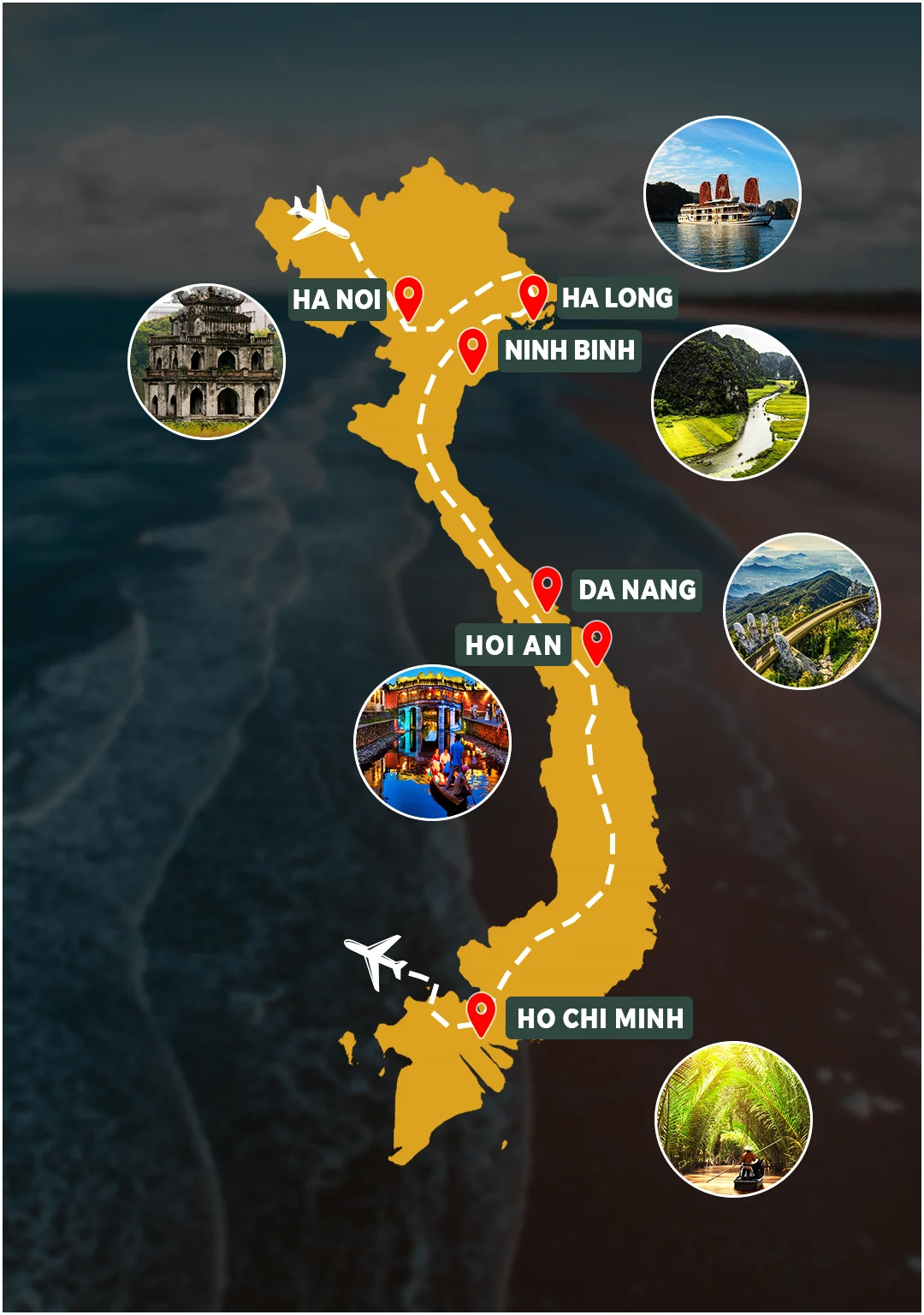 Best of Maldives route map: Malé – Vaadhoo – Baa Atoll – Addu Atoll – Maafushi – Hulhumalé – Huvadhoo Atoll